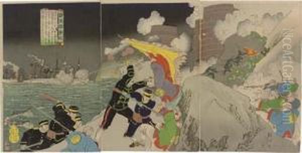 Report Of The Sino-japanese War Oil Painting by Chikanobu Toyohara