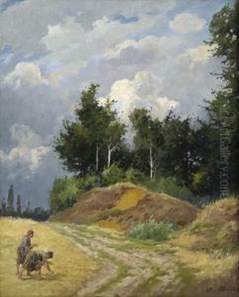 Sommerliche Landschaft Mit Bauerinnen Oil Painting by Rudolph Johann Fried Trache