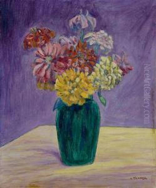 Stillleben Mit Dahlien Oil Painting by Albert Trachsel