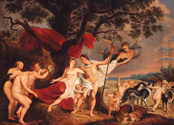 Venus and Adonis Oil Painting by Peeter Van Avont