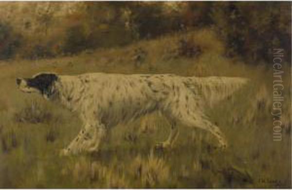 Bird Dog On Point Oil Painting by John Martin Tracy