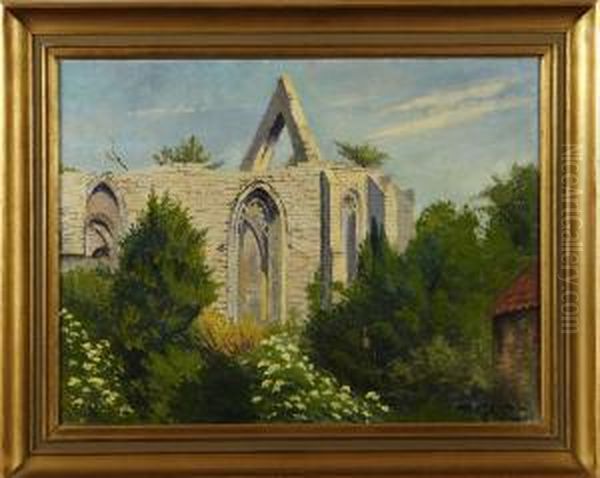 Ruinpa Visby Oil Painting by Hjalmar Trafvenfeldt