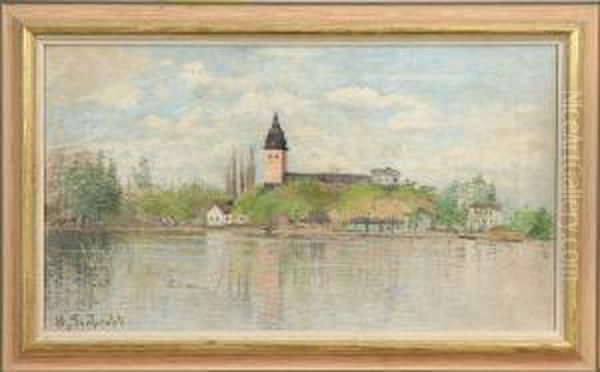 Domkyrkan I Strangnas, Signerad Hj Trafvenfelt Oil Painting by Hjalmar Trafvenfeldt