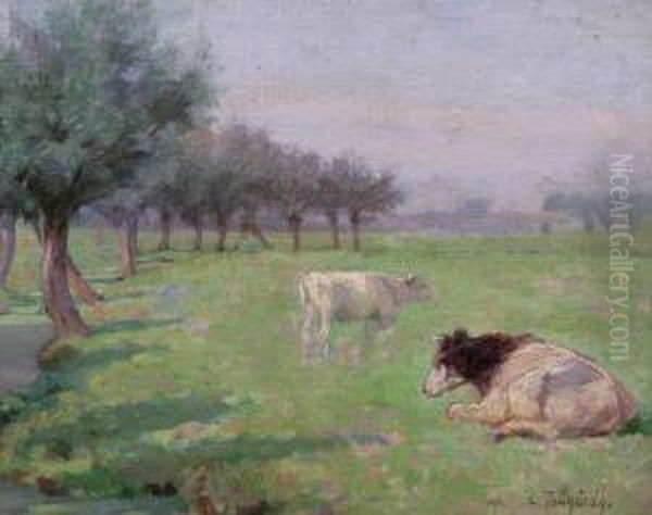 Kor Pa Gronbete Oil Painting by Carl Tragardh