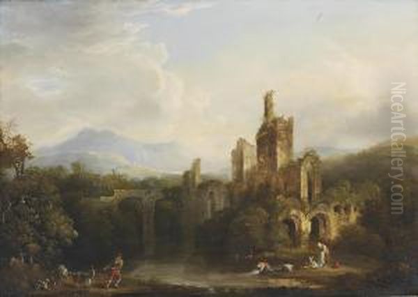 A View Of A Castle Oil Painting by William Traies