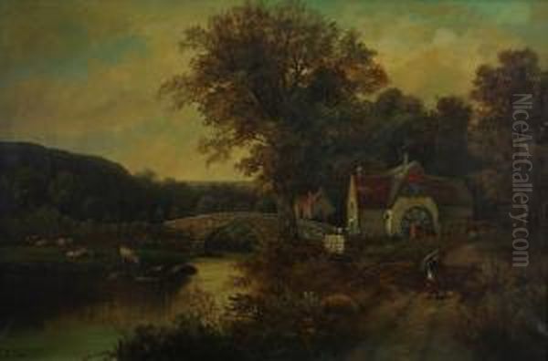 Watermill Oil Painting by Edward Train