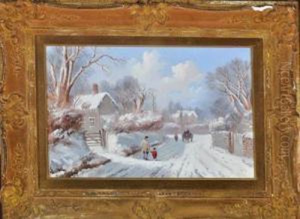 A Walk In The Snow Oil Painting by Edward Train