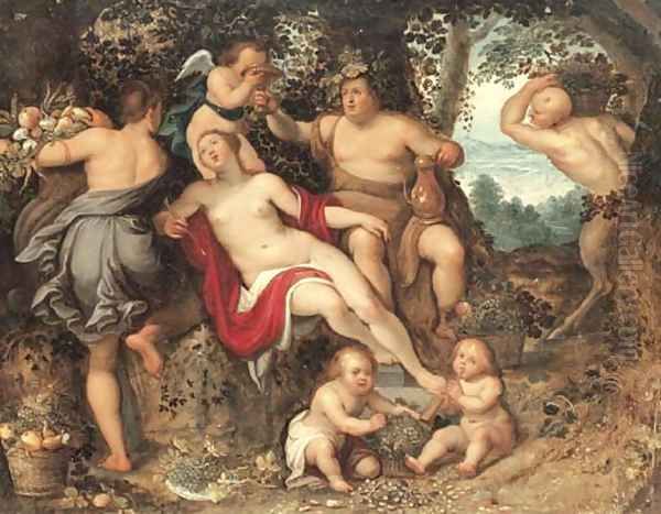 'Sine Baccho et Cerere friget Venus' (Without Ceres and Bacchus, Venus would freeze) Oil Painting by Pieter Van Avont