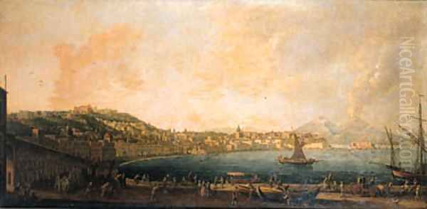 Naples and the Riviera di Chiaia from the Convento di Sant'Antonio Oil Painting by Pietro Antoniani