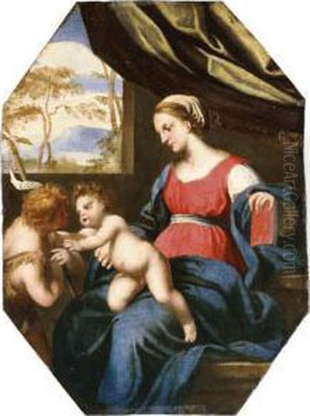 The Madonna And Child With Saint John The Baptist Oil Painting by Ludovico Trasi