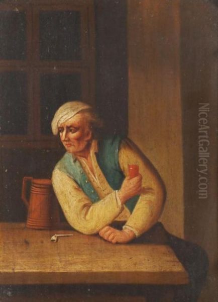 Smoking And Drinking Oil Painting by Johann Georg Trautmann