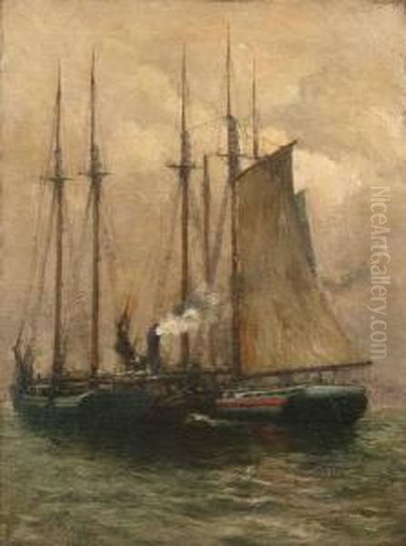 Boat Scene Oil Painting by George A. Traver