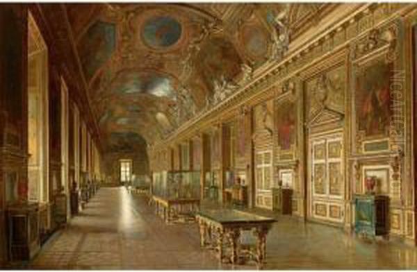 La Galerie D'apollon Au Louvre Oil Painting by Ettore Traversari