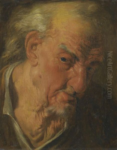 A Head Study Of A Bearded Old Man Looking Left Oil Painting by Gaspare Traversi