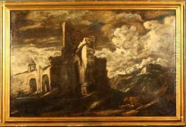 Paesaggio Con Armenti Oil Painting by Antonio Travi Il Sordo Di Sestri