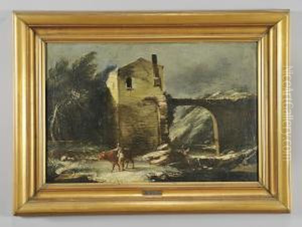 Paesaggio Con Figure E Rovine Oil Painting by Antonio Travi Il Sordo Di Sestri