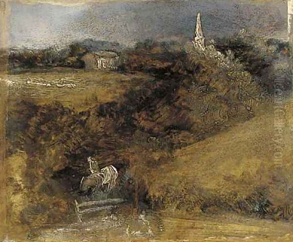 At Redhill, Surrey Oil Painting by George Constable Of Arundel