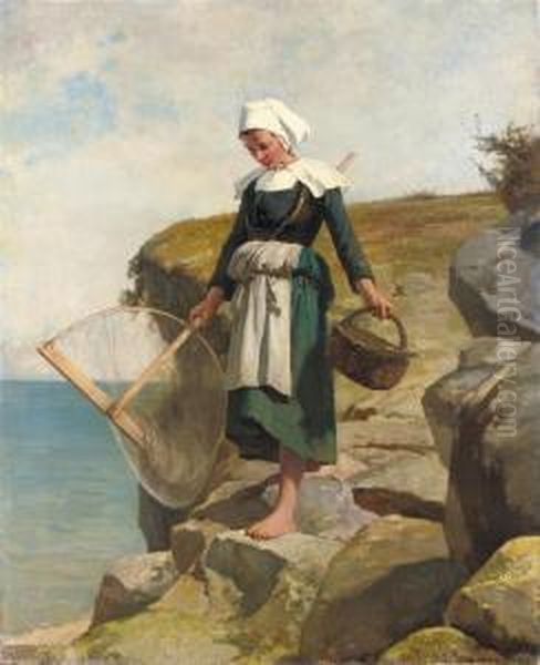 The Fishergirl Oil Painting by Jules Trayer