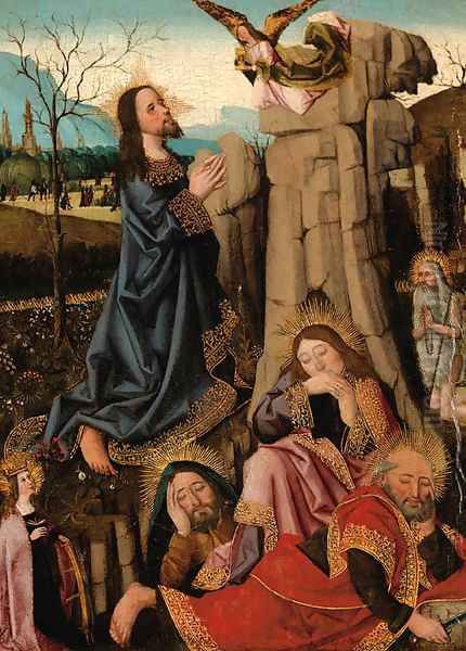 The Agony in the Garden, with Saints Catherine of Alexandria and Onophrius Oil Painting by School Of Arras