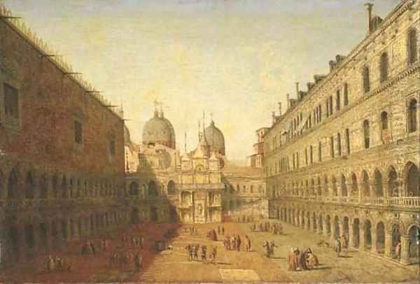 The courtyard of the Doge's Palace, Venice, looking North Oil Painting by Francesco Albotto