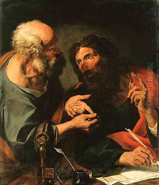 Saints Peter and Paul Oil Painting by Giocchino Assereto