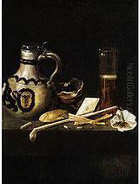 Stilleben Mit Krug Und Meerschaumpfeife Oil Painting by Jan Jansz. Treck