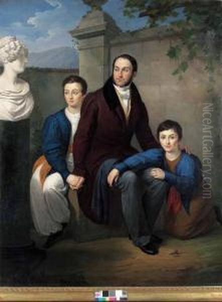 Ritratto Di Famiglia Oil Painting by Giacomo Trecourt