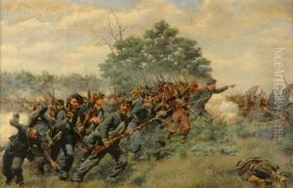 The Battle Of Fair Oakes, Summer's Reinforcement, May 31-june 1,1863 Oil Painting by W.T. Trego