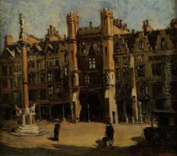 Piazza Londinese Oil Painting by Severino Trematore