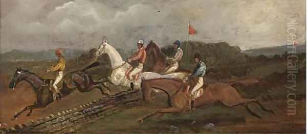 Steeplechasing; and Over the ditch Oil Painting by Henry Alken