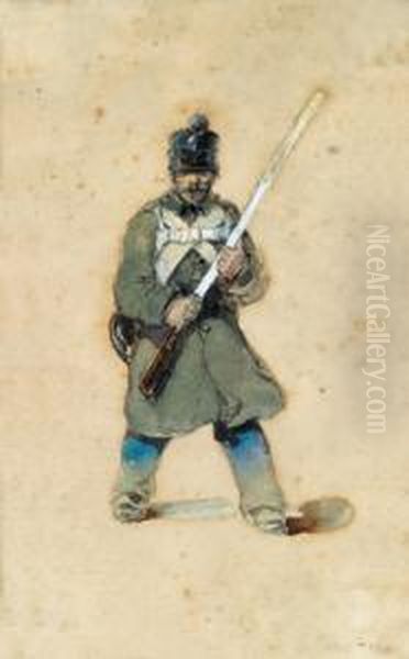 Osterreichischer Soldat Oil Painting by Friedrich Johann Treml