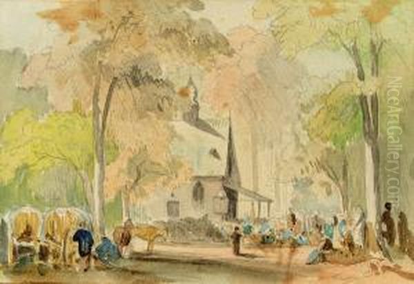 Die Wallfahrtskirche Maria Grun Im Prater Oil Painting by Friedrich Johann Treml