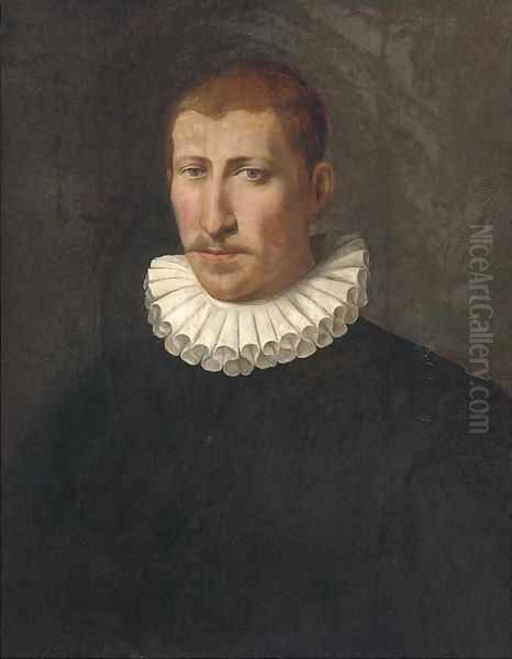 Portrait of a gentleman, bust-length, in a black doublet and a white ruff Oil Painting by Sofonisba Anguisciola