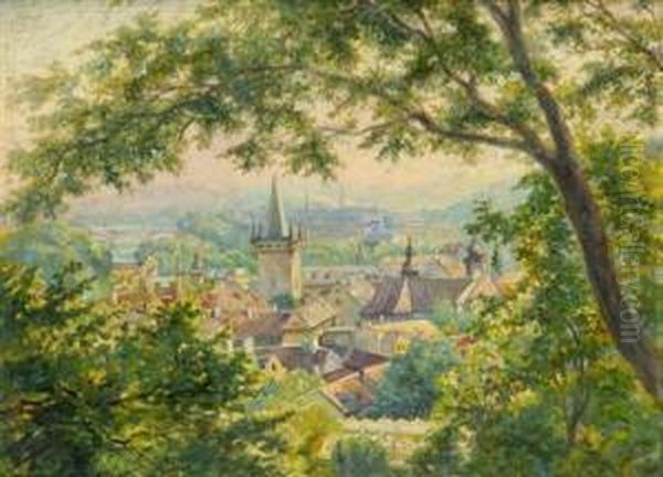 A View Of The Lesser Quarter Oil Painting by Jan Trentan-Havlicek