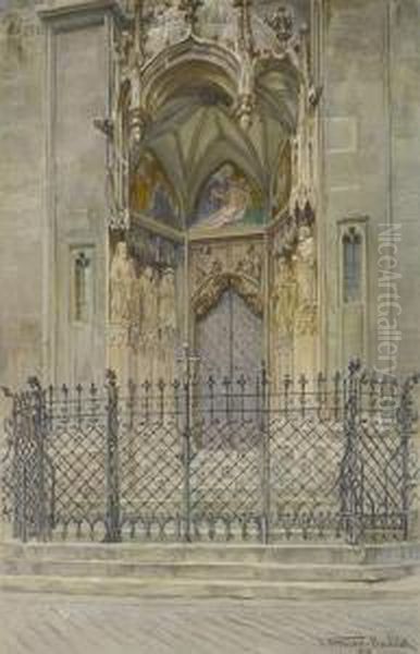 Wien - Hauptportal Vonst. Maria Am Gestade Oil Painting by Jan Trentan-Havlicek