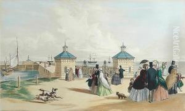 A Set Of Eight Views Of Lowestoft Oil Painting by Henry Charles Trery