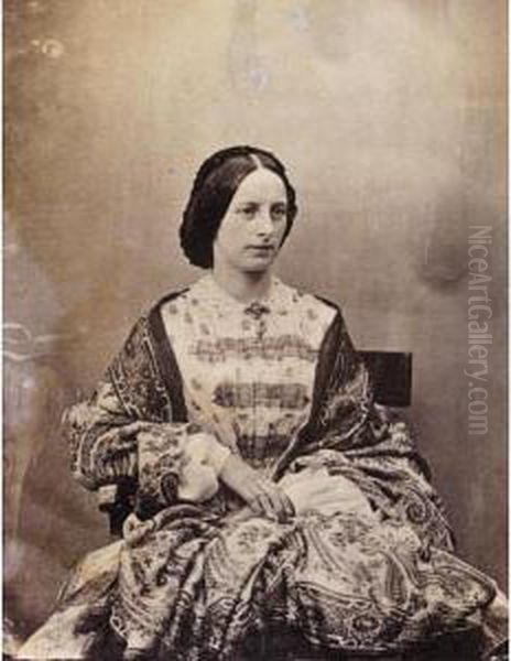 Half-length Portrait Of Mrs Tressider, Agra, Late 1850s-1862 Oil Painting by John Tressider