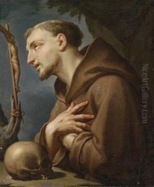 Saint Francis Before The Crucifix Oil Painting by Francesco Trevisani