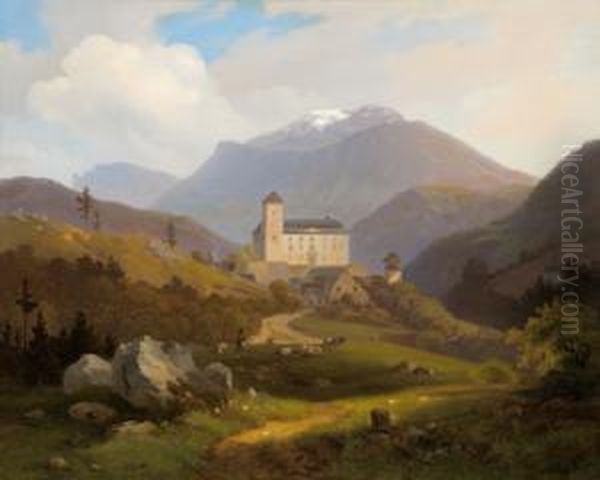 View Of The Kranichberg Castle Oil Painting by Alexander Trichtl