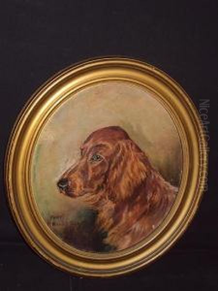 'rory', Head Of A Red Setter Oil Painting by W. Wasdell Trickett