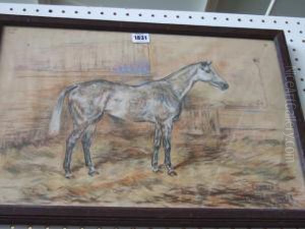 'clyming'; Horse In A Stable Interior Oil Painting by W. Wasdell Trickett