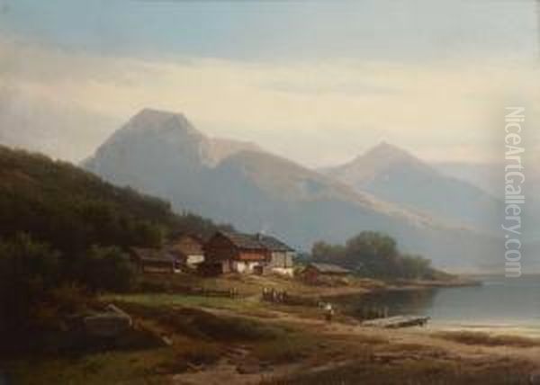 Der Tegernsee In Ober-bayern Oil Painting by Carl Triebel