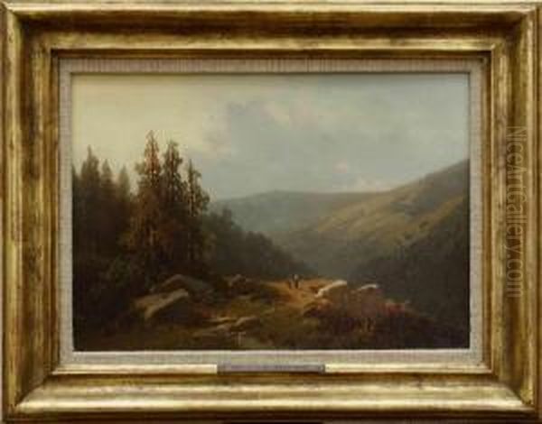 Harzlandschaft - Blick Auf Den Brocken, Von Wernigerode Aus Oil Painting by Carl Triebel