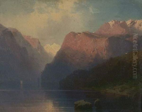 Abend Am Vierwaldstatter See. Oil Painting by Carl Triebel