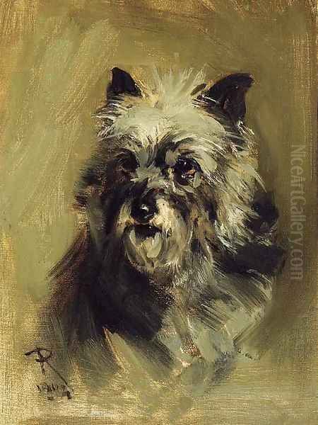 Head of a Cairn Terrier Oil Painting by Robert L. Alexander