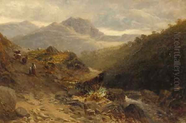 Mountain path, North Wales Oil Painting by Thomas Morris Ash