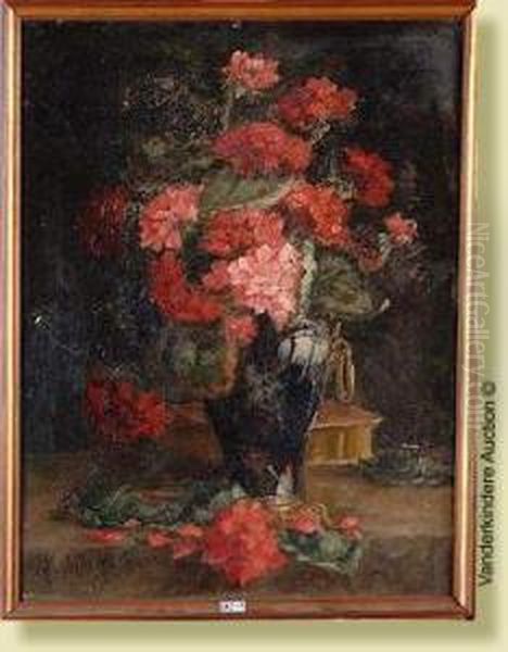 Vase De Fleurs Oil Painting by Camille Triest Van Mulders