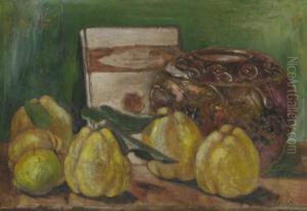 Still Life With Quinces Oil Painting by Sandu Triester