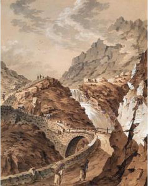 Pont Du Diable Sur Le Mont St. Gothard Oil Painting by Franz Xaver Triner