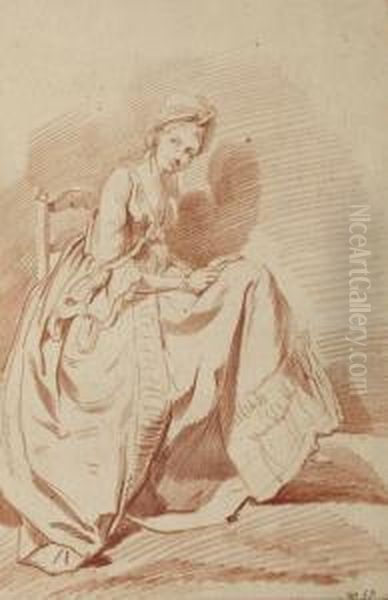 Jeune Femme Assise, Tournee Vers La Droite Oil Painting by Louis Rolland Trinquesse